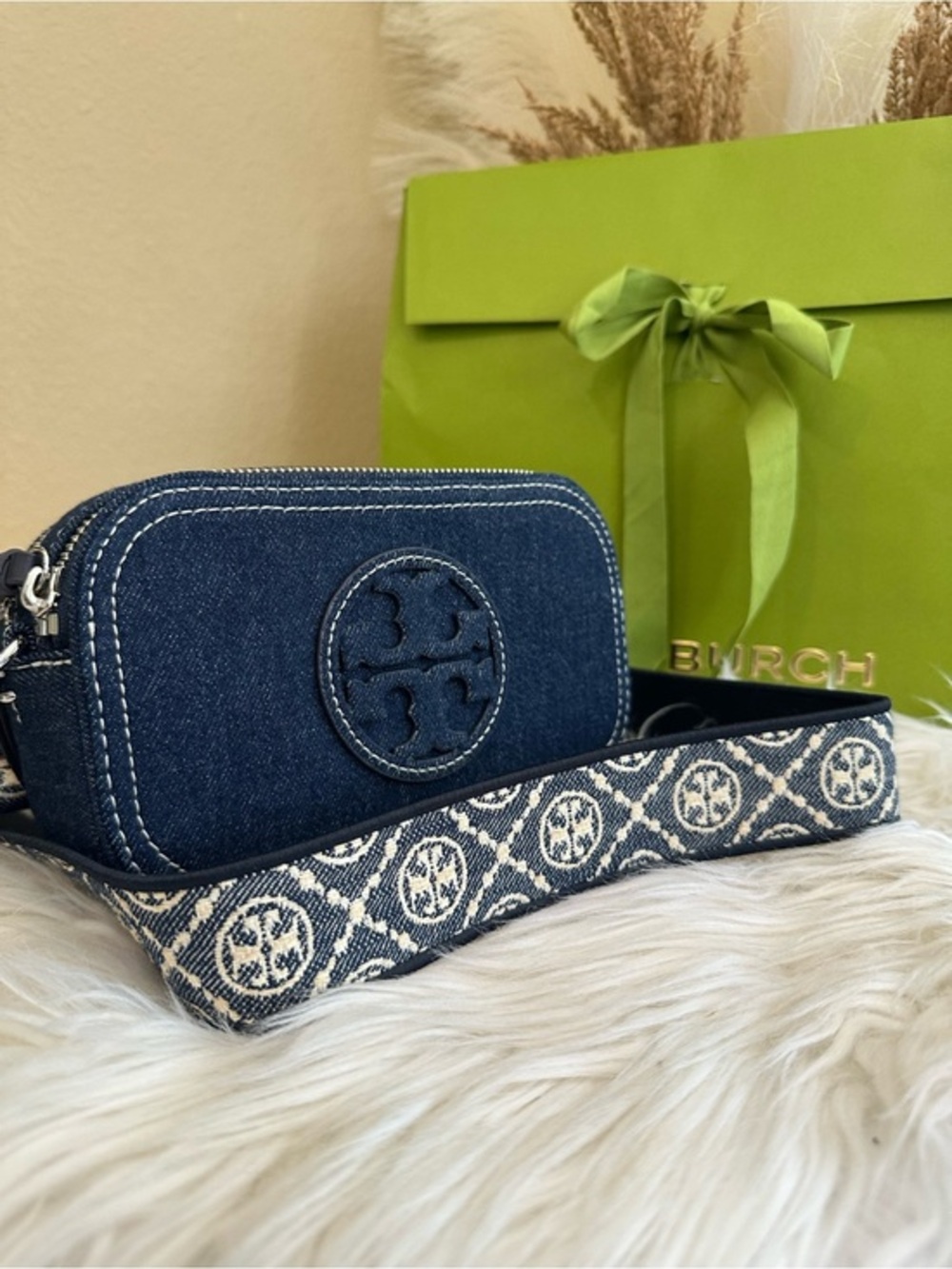 Tory Burch MINI MILLER DENIM CROSSBODY BAG